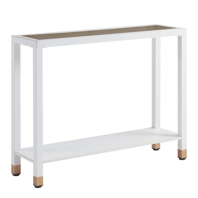 Glass Entryway Table, 2-Tier Entry Way Console Entrance Table, 41"L Narrow Sofa Table with Shelves, Ideal for Hallway