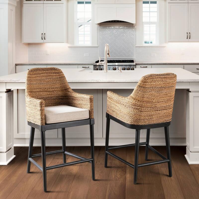 Rey Banana Leaf Counter Stool by Kosas Home - Counter Height - Natural - Single