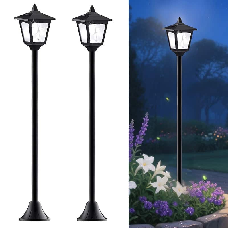 40" Solar Lamp Post Lights Outdoor 2 Pack, IP65 Waterproof LED - Black