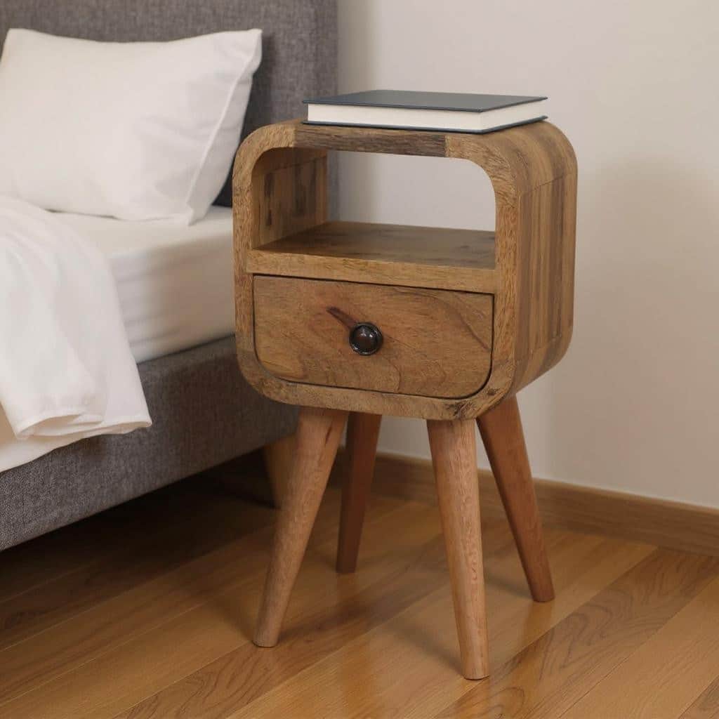 HomeRoots 16" Oak Solid Wood Square One Drawer Nightstand