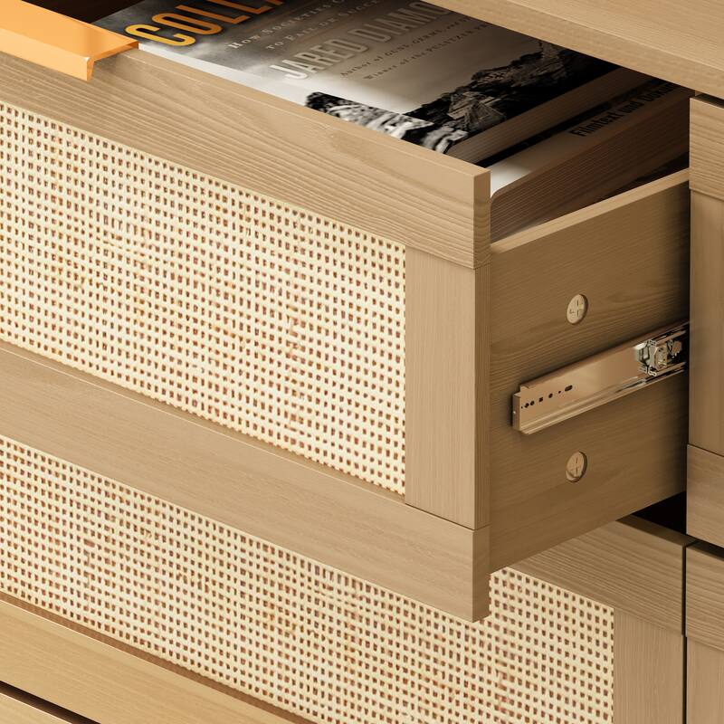 Modern Rattan Dressing Stylish Simple Dressing with 6 Drawers, for Bedroom Living Room Hallway