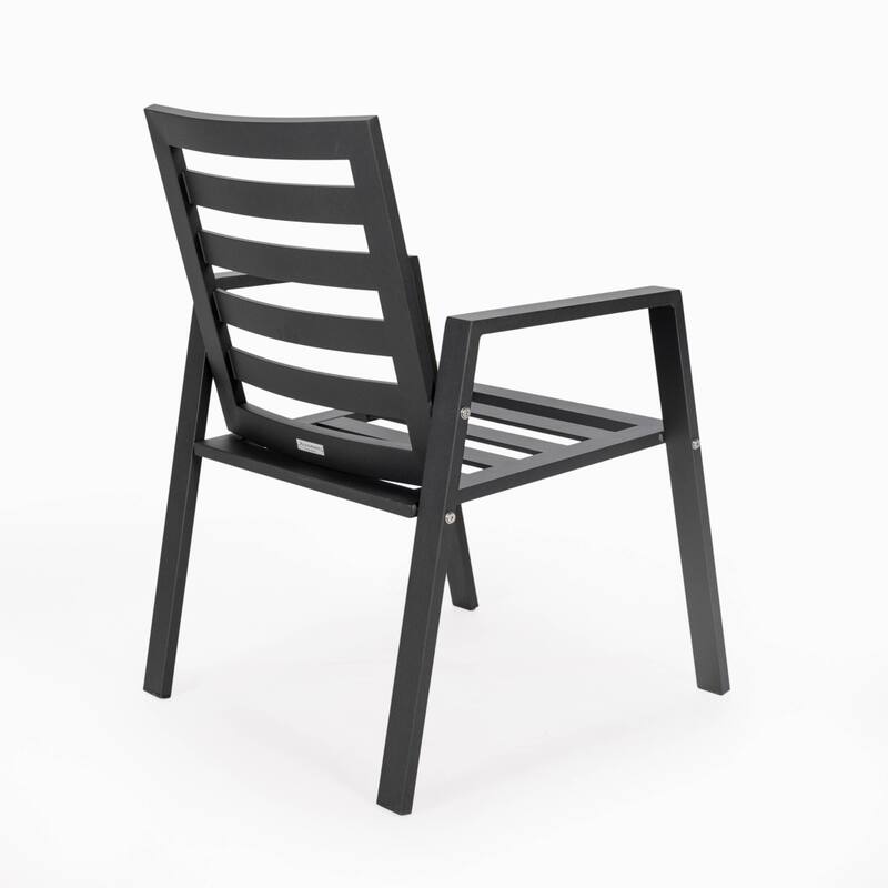 LeisureMod Chelsea Set of 2 Patio Dining Armchair in Aluminum with Cushions for Porch Backyard Pool Garden - 34.84
