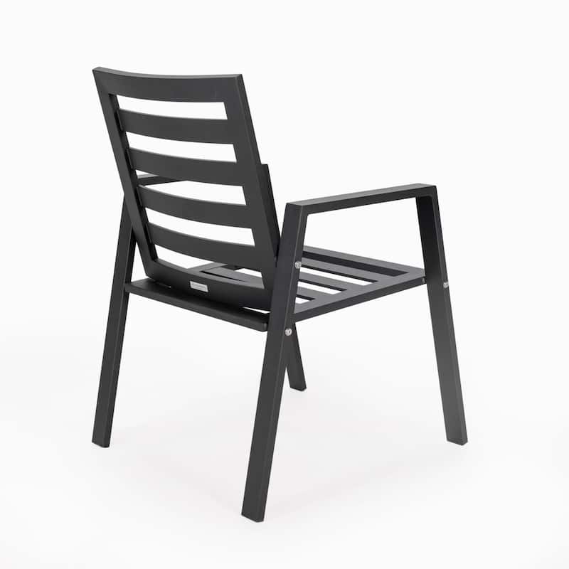 LeisureMod Chelsea Patio Dining Armchair in Aluminum with Cushions Set of 4 - 34.84
