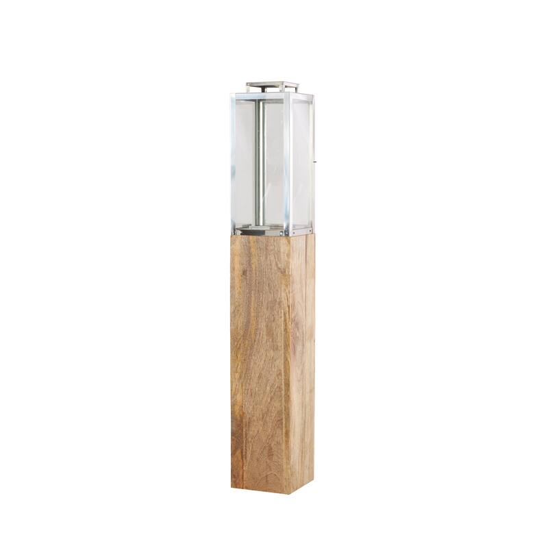 Mango Wood Handmade Decorative Indoor Outdoor Candle Lantern - Brown - Roche River Decor