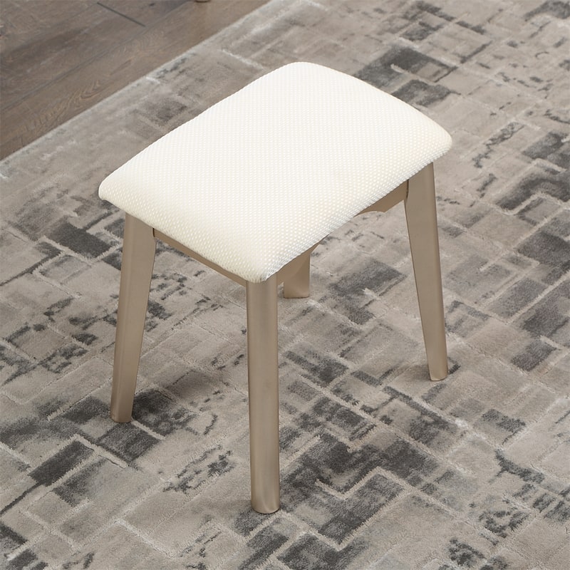 Contemporary Wood Vanity and Stool Set