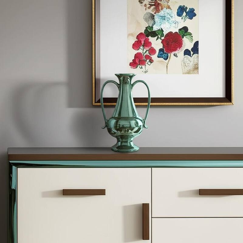 12" Green Ceramic Amphora Table Vase - 7.90 - Green - 7.90