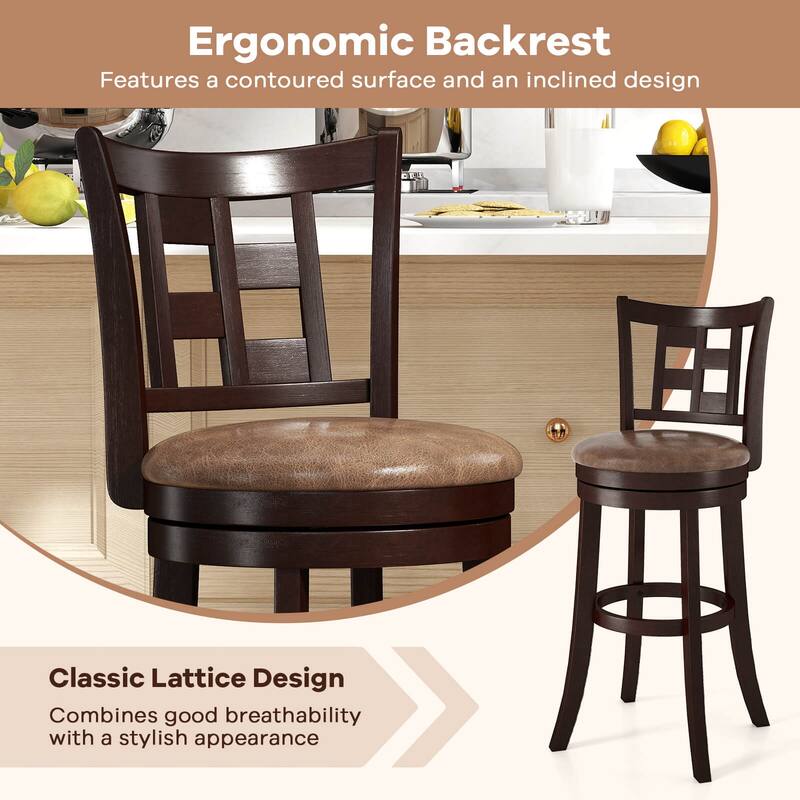Costway Set of 2/4 Bar Stools 30" Swivel Bar Chairs with Footrest, - See Details
