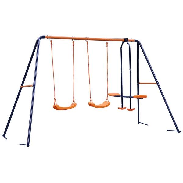 slide 2 of 7, 3 in 1 Children Kids Swing Set for Backyard Blue