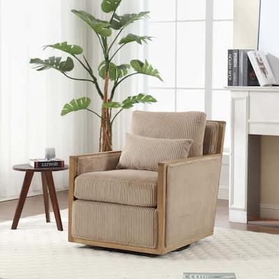 Swivel Barrel Chair, Comfy Accent Sofa Chair for Living Room, 360 Degree Swivel Barrel Club Chair
