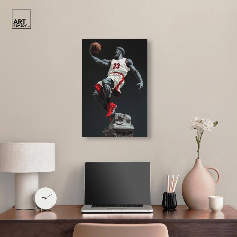Basketball White Uniform Canvas by Art Remedy, Gallery Wrapped