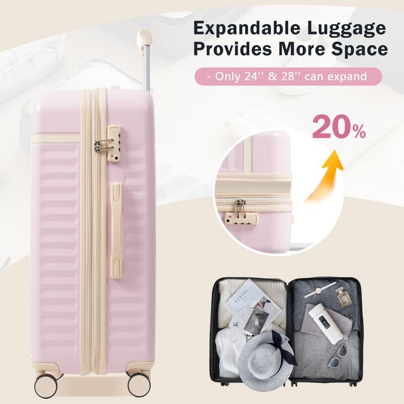 Luggage Set 5 Piece, Hardside Carry on Suitcase , Expandable Luggage with Travel Bags Spinner Wheels TSA Lock