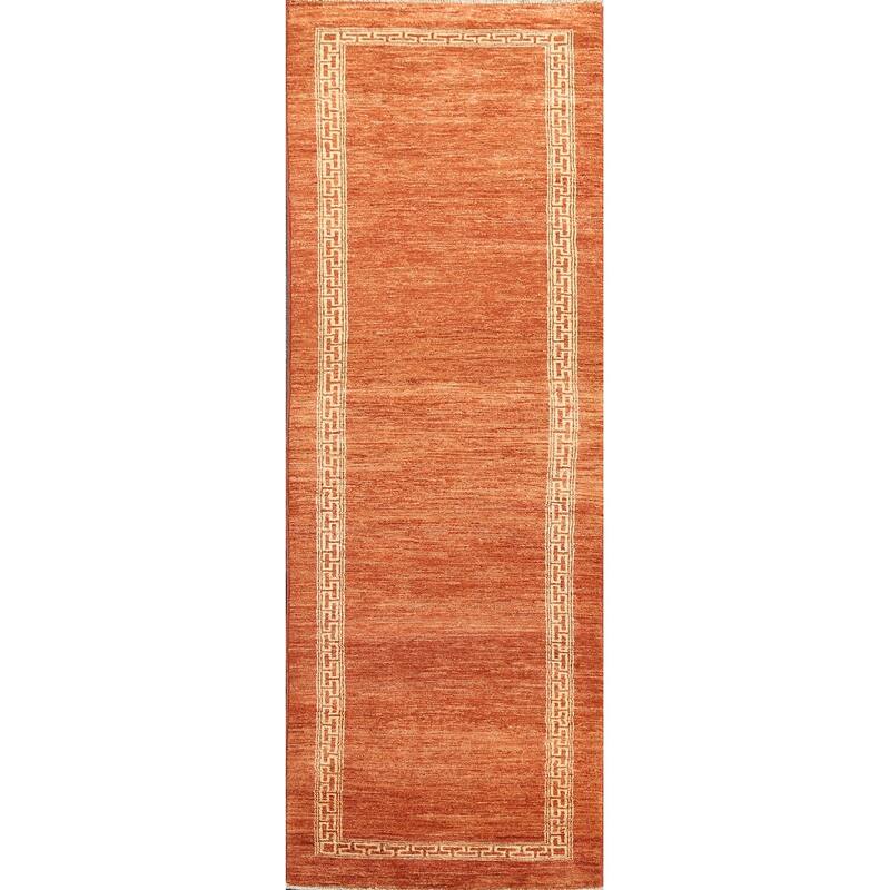 Orange Gabbeh Kashkoli Oriental Runner Rug Wool Hand-knotted Carpet - 2'8" x 9'4"