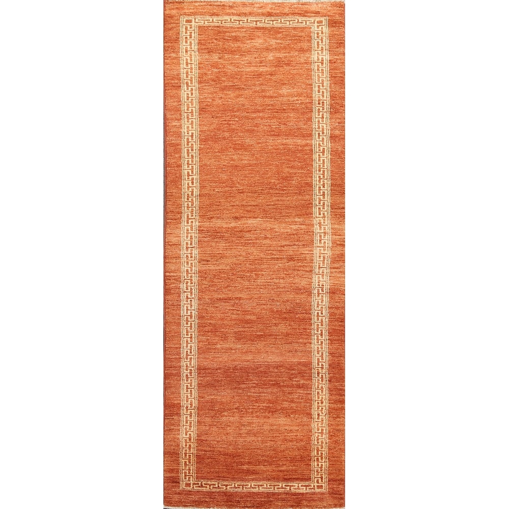 Orange Gabbeh Kashkoli Oriental Runner Rug Wool Hand-knotted Carpet - 2'8" x 9'4"