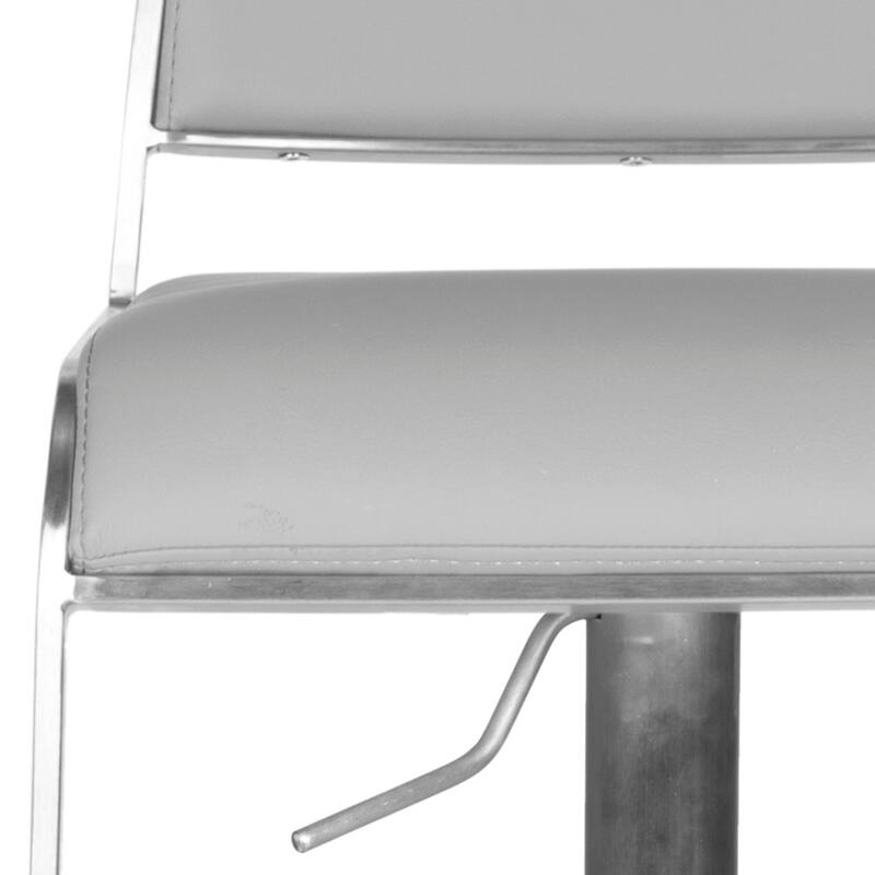 SAFAVIEH Ffion 28.7-38.6-inch Grey Leather Adjustable Swivel Bar Stool - 17.5" x 16.9" x 29.1" - 18Wx17Dx29H