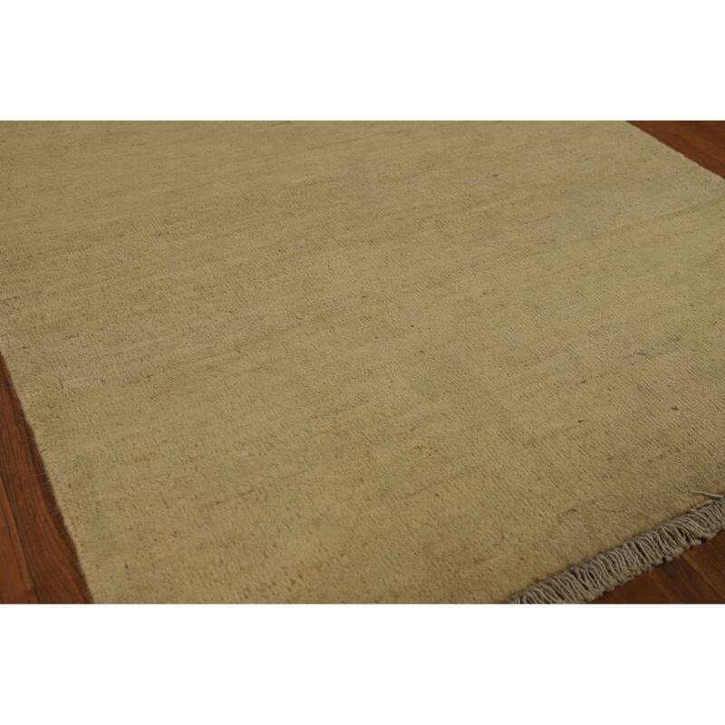 Gold Gabbeh Modern Runner Rug Handmade Wool Carpet - 2'9"x 10'0"