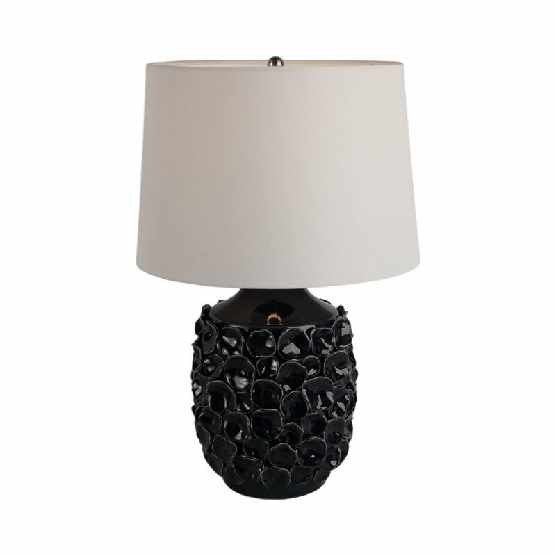 Decorative Textured Ceramic Table Lamp - 25", White & Blue - 25.0"