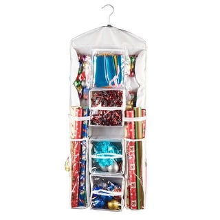 Wrapping Paper Storage Organizers- 2 Pack- Dual Sided Hanging Gift Wrap Station-Clear Compartments by Elf Stor