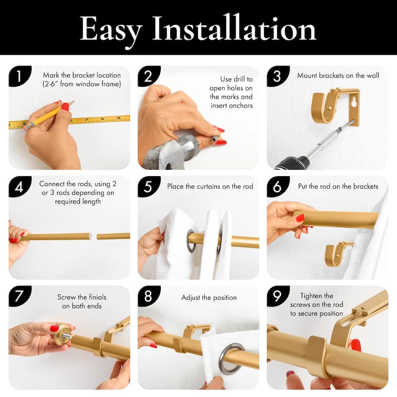 Meriville 1-Inch Diameter Dobson End Cap Single Window Treatment Curtain Rod