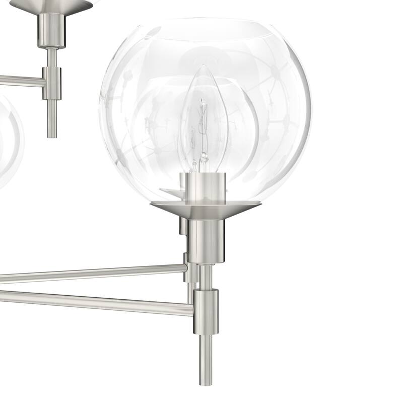 Hunter Xidane Metal and Glass Orb Chandelier - Entry, Kitchen or Dining Room Table, Bedroom - Mid-Century Modern, Transitional
