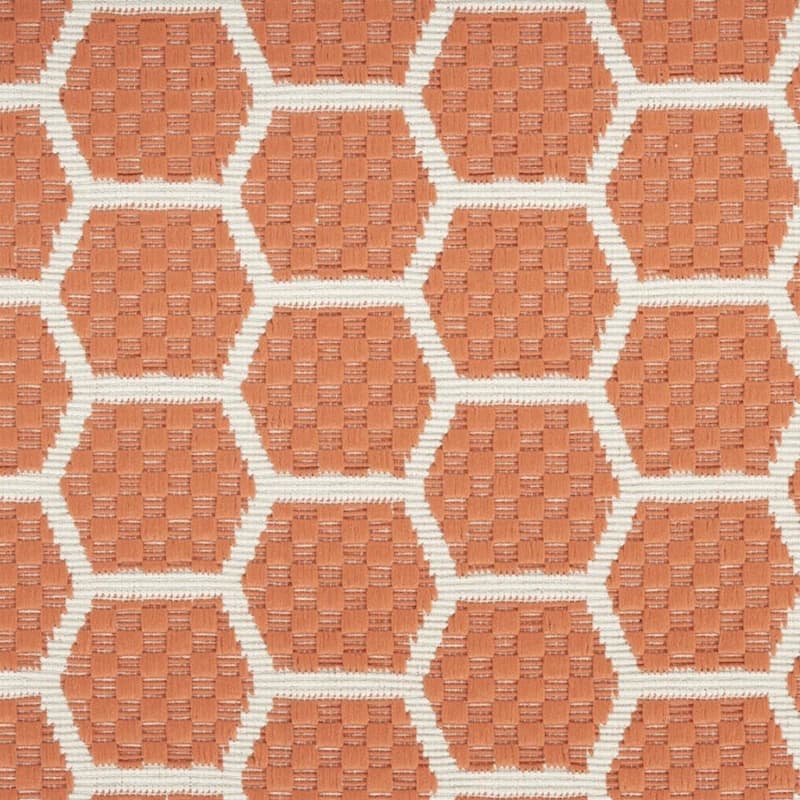 HomeRoots Geometric Modern Runner Outdoor Rug - 12' Runner - Coral/Ivory - 12' Runner