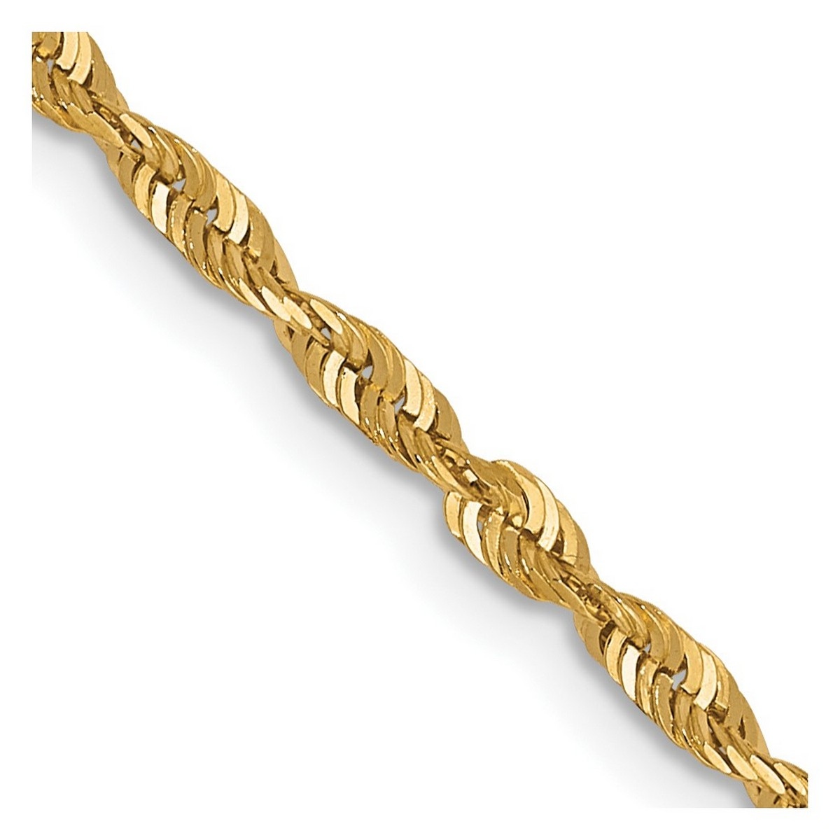 Curata 10k Yellow Gold Solid 1.75mm Diamond-cut Light Rope Chain ...