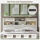 preview thumbnail 13 of 66, Farmhouse Bed Frame with 54" Tall Storage Bookcase Headboard