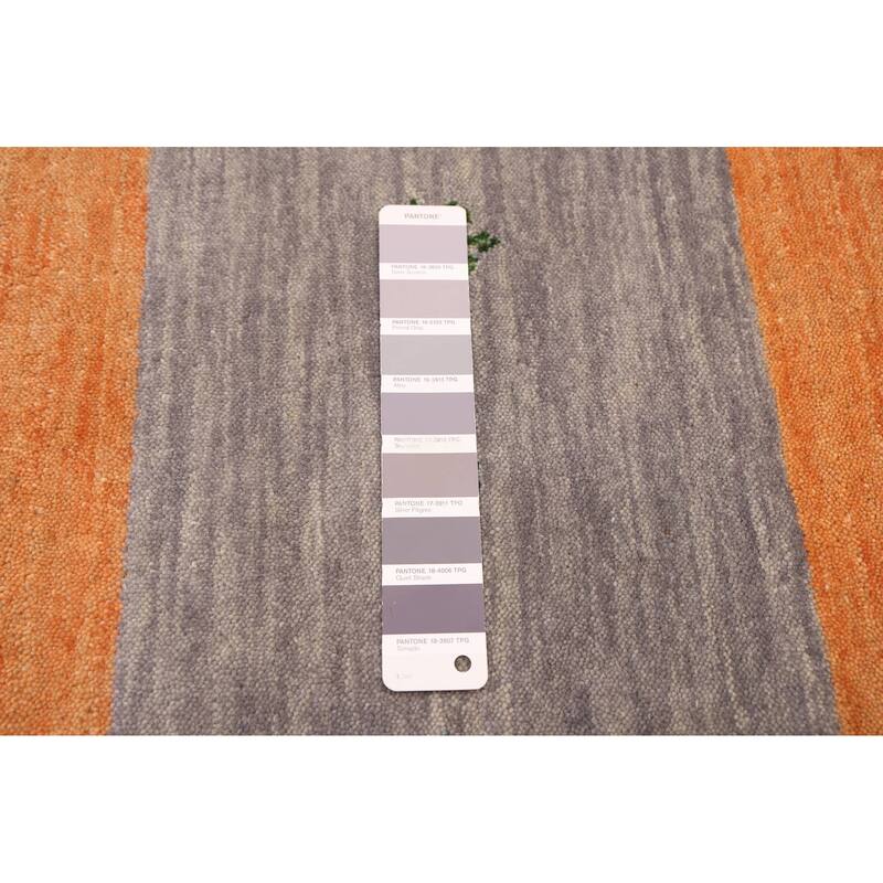 ECARPETGALLERY Hand Loomed Kashkuli Gabbeh Grey, Orange Wool Rug - 6'9 x 9'10
