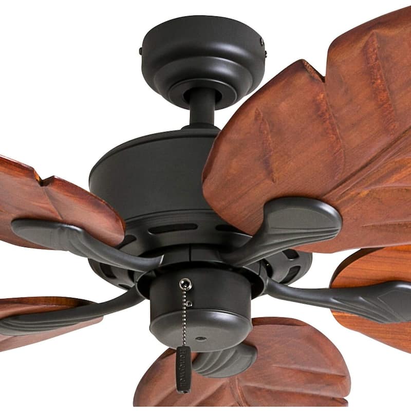 52" Honeywell Willow View Bronze Indoor Ceiling Fan with Hand Carved Wooden Leaf Blades