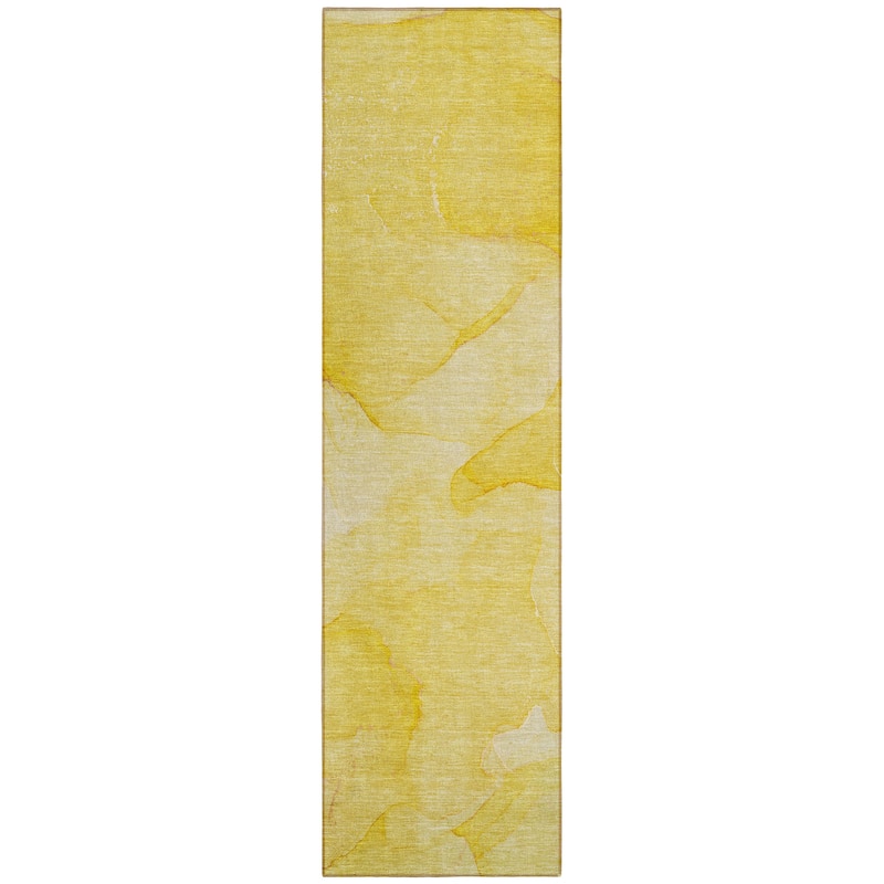 Machine Washable Indoor/ Outdoor Abstract Chantille Rug - Gold - 2'3" x 7'6"