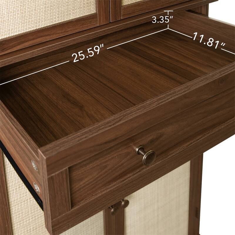 4 Door Storage Cabinet with 1 Drawer, with 4 Adjustable Inner Shelves