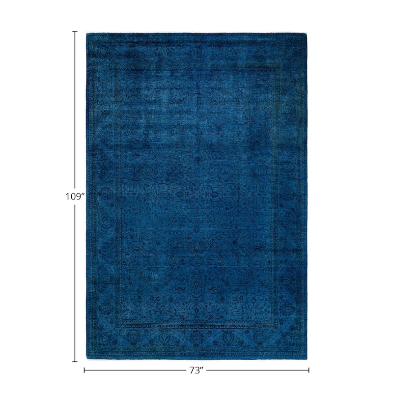 Fine Vibrance, One-of-a-Kind Hand-Knotted Area Rug - Blue, 6' 1" x 9' 1" - 6' 1" x 9' 1"
