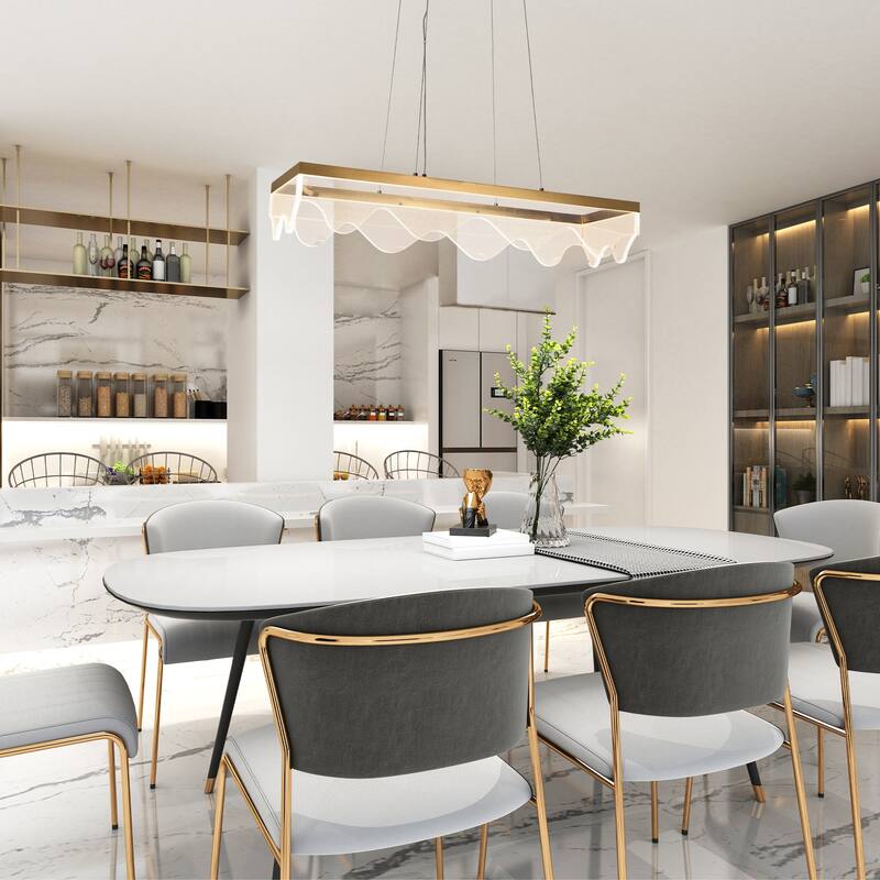 Fay LED Gold Chandelier Kitchen Island Lights for Dining Room - L31.5"*W10.23"*H5.7"