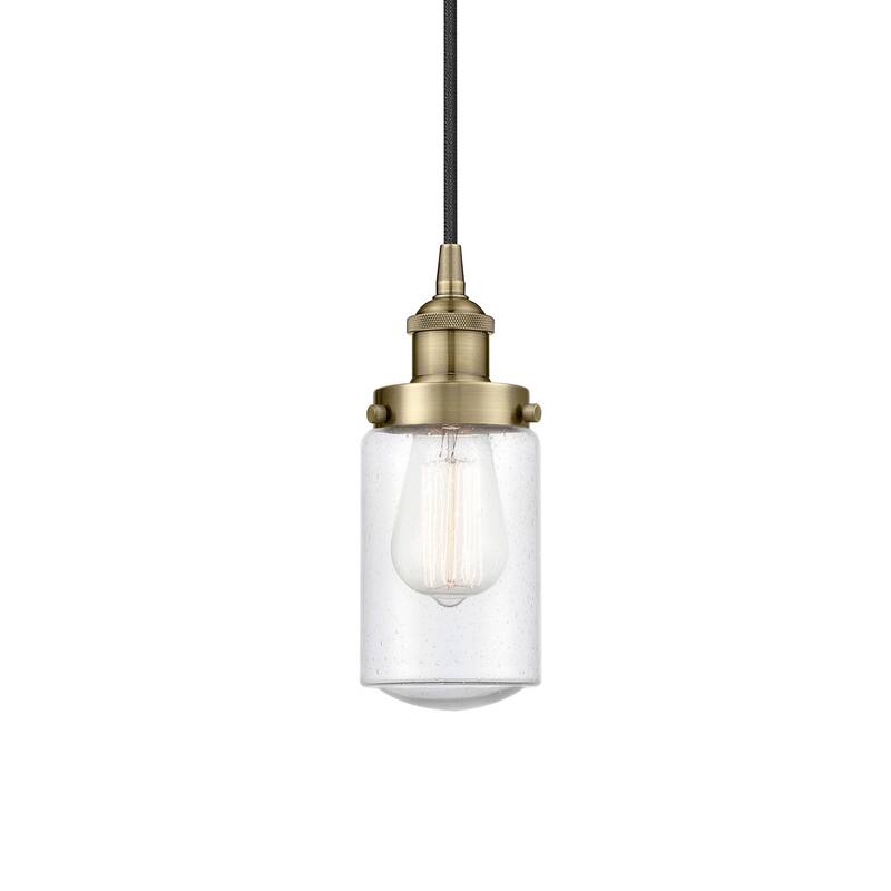 Innovations Lighting 616-1PH-10-5 Dover Pendant Dover 5" Wide Mini - Antique Brass / Seedy