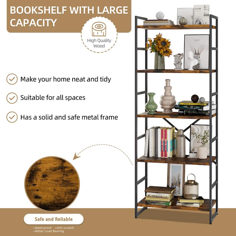 Futzca 5 Tier Storage Bookshelf