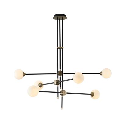 Black Metal Ceiling Fixture With White Glass Shades
