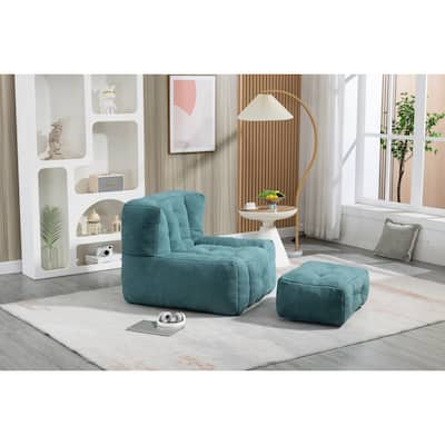 Fluffy Bean Bag Chair Lazy Bean Bag Sofa Chair for Adults and Children, Lounge Chairs with Memory Foam and Ottoman