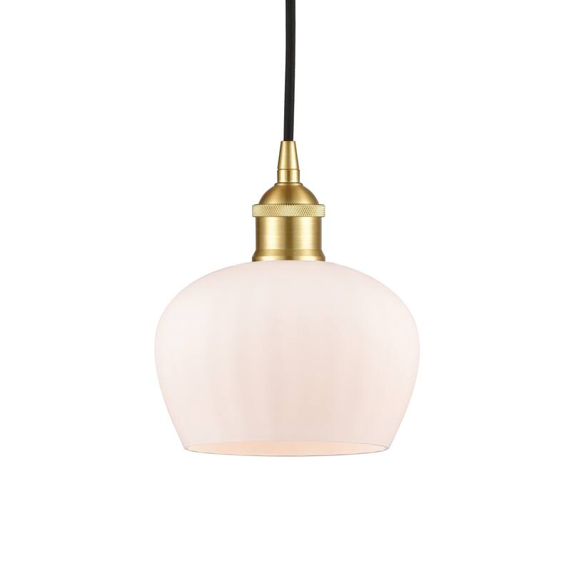 Innovations Lighting 616-1P-8-7 Fenton Pendant Fenton 7" Wide Mini - Satin Gold / Matte White