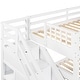 preview thumbnail 12 of 14, Triple Bedframe w/ 3 Drawers, White Platform, L-Shaped Twin Over Full Bunk Bed