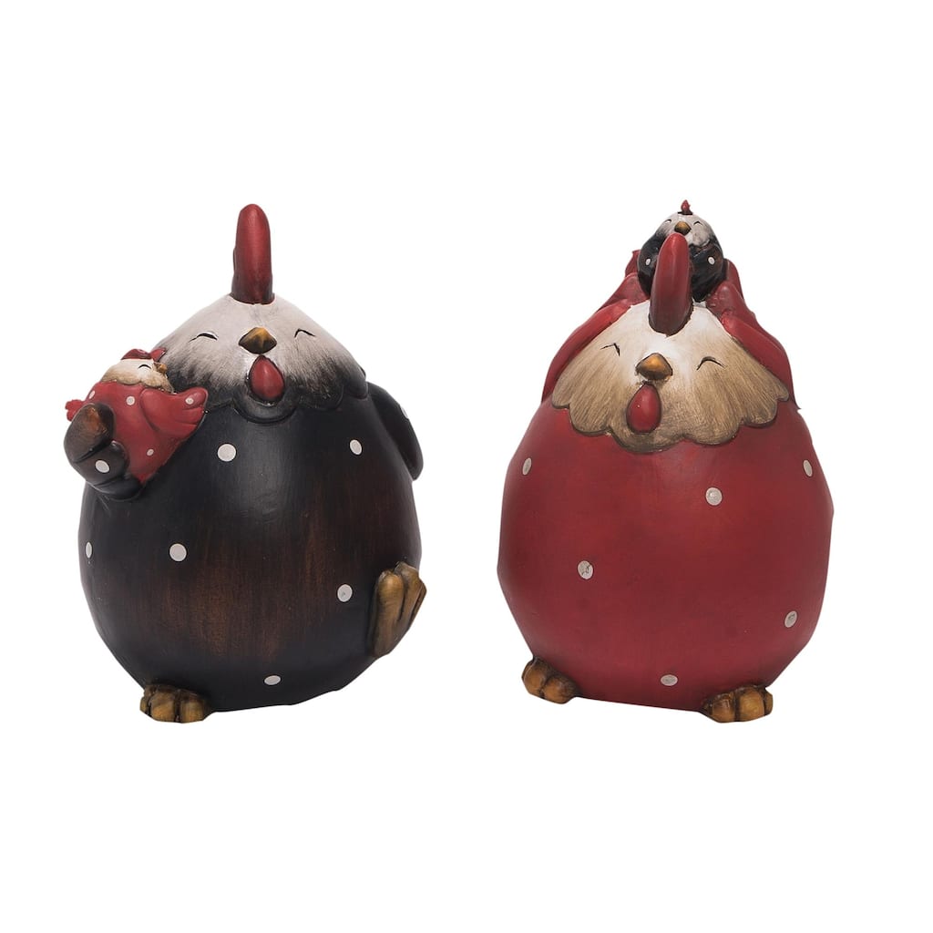 Transpac Terracotta Chicken Family Decor Set of 2 Spring Home Decorations