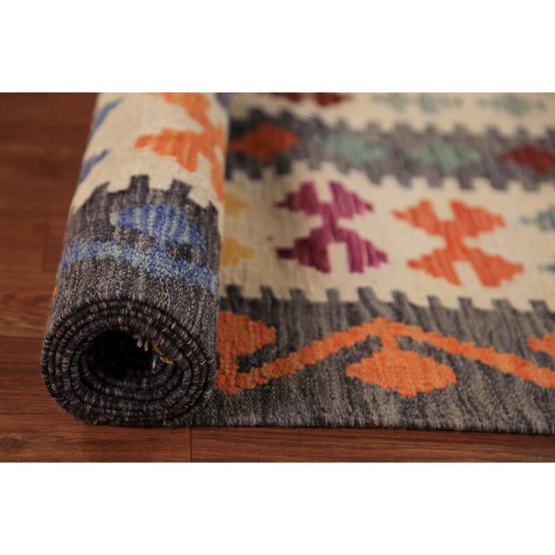 All-Over Kilim Oriental Area Rug Flatweave Southwestern Wool Carpet - 8'3"x 11'9"