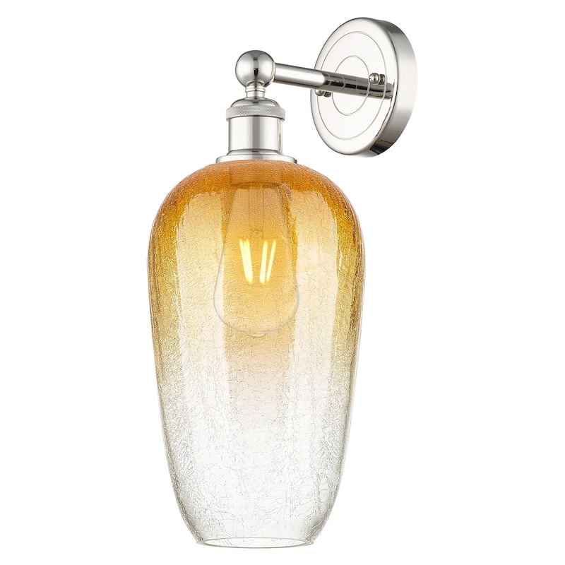 Innovations Lighting 616-1W-18-7 Brookhaven Flute Sconce Brookhaven - Polished Nickel / Amber