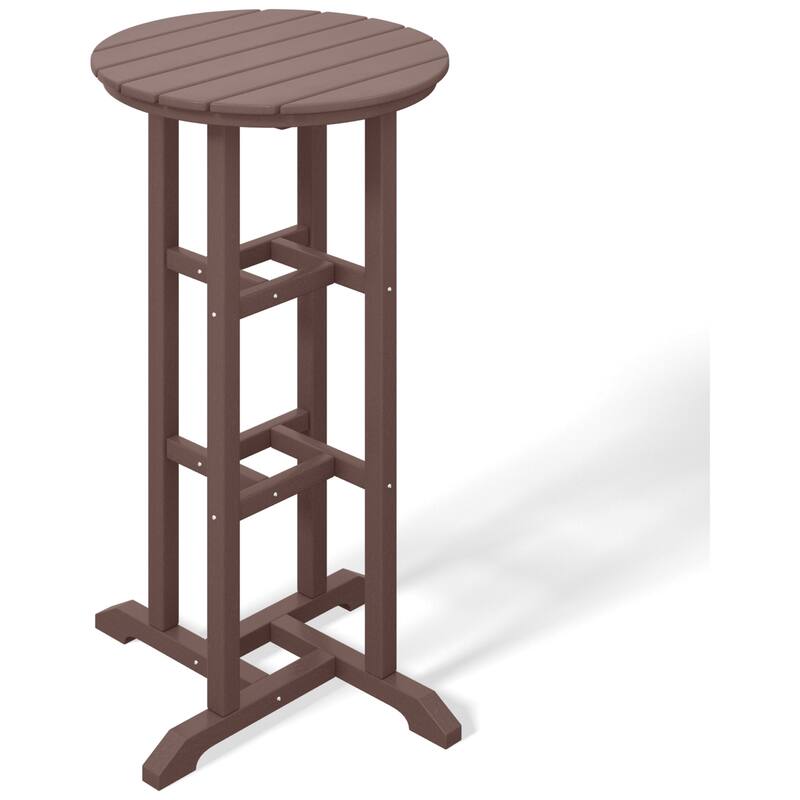 Laguna Hdpe All Weather Outdoor Patio 24" Round Bar Bistro Table - Dark Brown