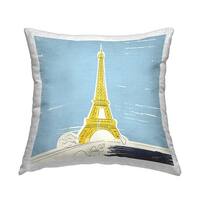 Stupell Yellow Eiffel Tower Printed Outdoor Throw Pillow Design by ...