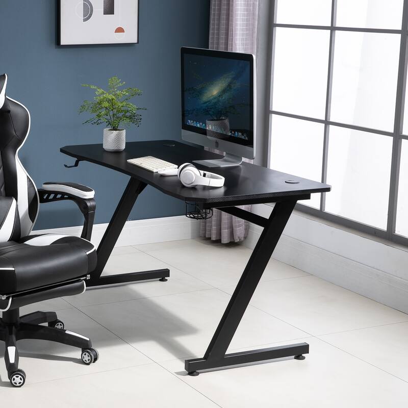HomCom 55-inch Metallic Gaming Desk