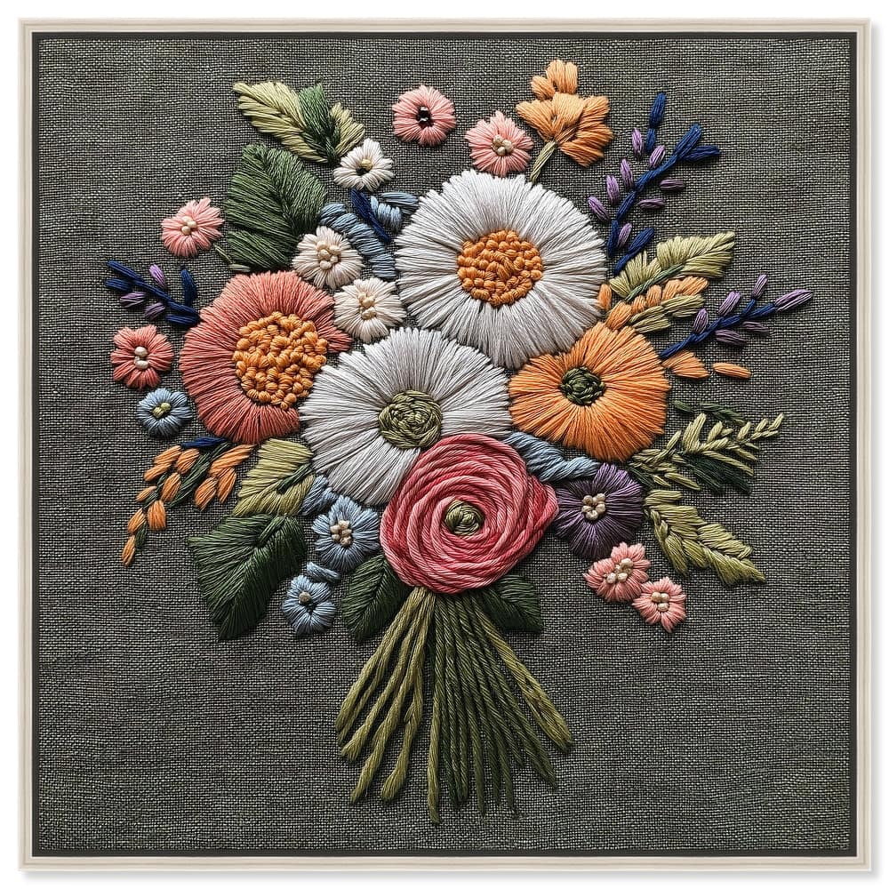 Stitched Bloom Bouquet II Canvas by Art Remedy
