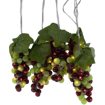 Kurt Adler 100-Light Green and Burgundy LED Grape Light Set with 5 Grape Bunches