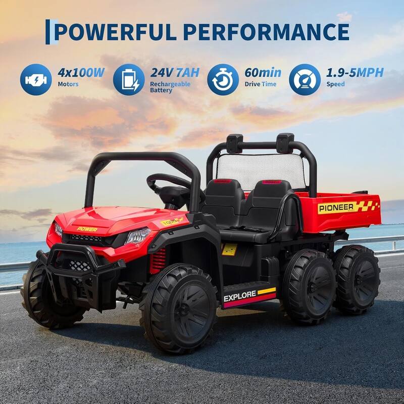 2-Seater Ride-on Toy 24V 4WD Electric Dump Truck for Kids Best Gift