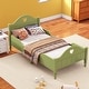 preview thumbnail 8 of 26, Solid Wood Macaron Twin Size Toddler Platform Bed with Safety Rails Olive Green