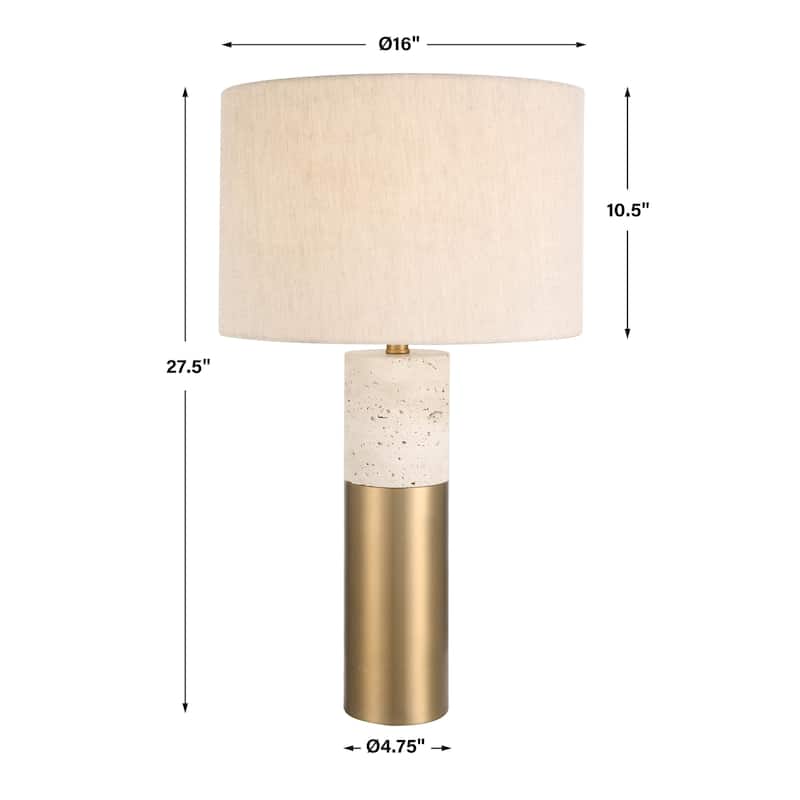 Uttermost Gravitas Elegant Brass & Stone Lamp - 16 W X 27.5 H X 16 D (in)
