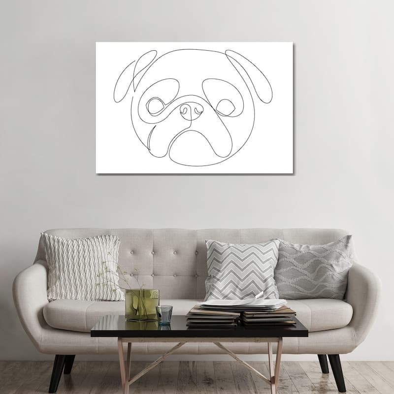 iCanvas "Pug - One Line Dog Portrait" by Addillum Canvas Print - 32x48x1.5